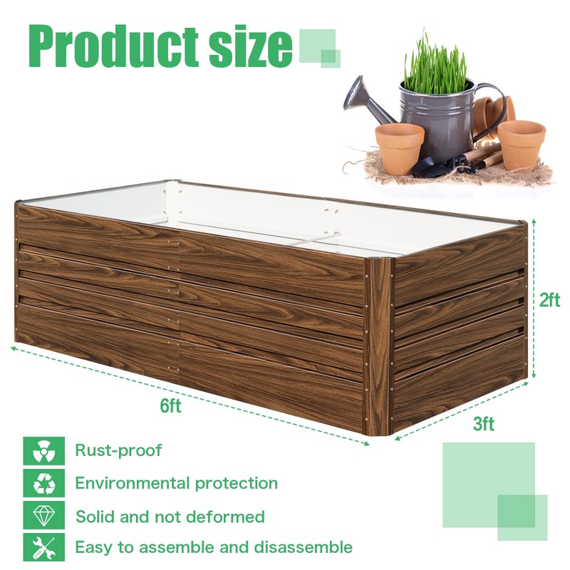 SnugNiture Galvanized Raised Garden Bed 6x3x2FT Outdoor Large Metal Planter