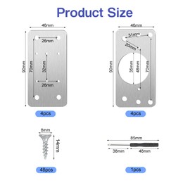 Cabinet Hinge Repair Plate, 8 PCS Stainless Steel Hinge Repair Brackets Kit with 48 Screws 1 Screwdriver, Kitchen Cabinet Hinges Door Hinge Repair Kit for Kitchen Cupboard Door