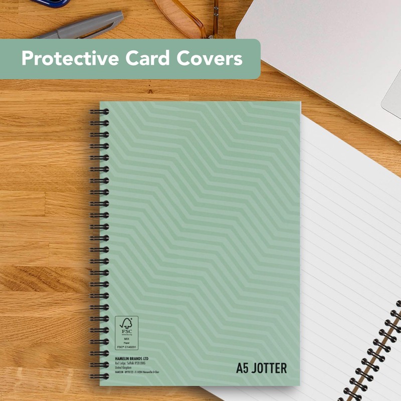 Summit Jotter, A5 Metallic Notebook, Wirebound, Lined, Pack of 3