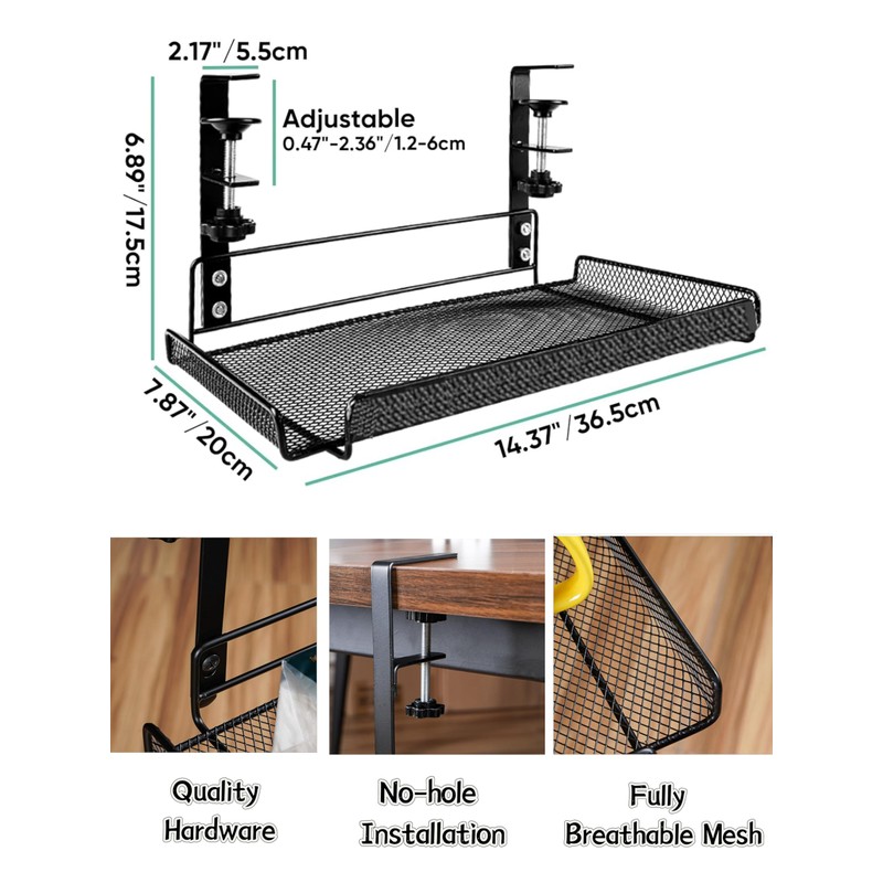 Under Desk Cable Management Tray No Drill, Under-Desk Cable Organiser