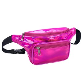 Geestock Bum Bag Girls Holographic Bum Bag Bum Bag Waterproof Fashion Waist Bags for Women Adjustable Fanny Pack for Hiking Shopping Holidays Swimming Running Party Festival Rave, Pink-TPU, messenger