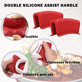 2 Pairs of Silicone Assist Hot Handle Holders - High - Temperature Resistant Potholders