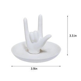 MaoYaMao Ceramic Hand Ring Holder Dish Jewelry I LOVE YOU Hand Sign Gifts Ring Display Stand Engagement Ring Holder for Women Birthday Wedding Valentine's Day Gifts