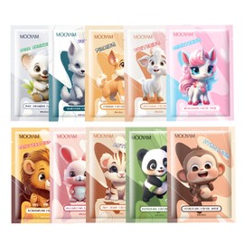 Cloth Masks Face Children, Pack of 10 Face Masks, Children's Masks, Make Yourself, with Animal Motif, Cloth Mask for Soothing and Nourishing, for All Skin Types, Refreshing Skin Care