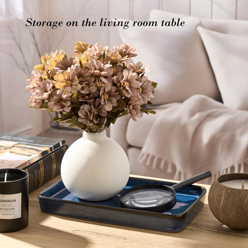 10"×6"×1" Bathroom Vanity Tray for Countertop- Ceramic Decorative Organizer Tray