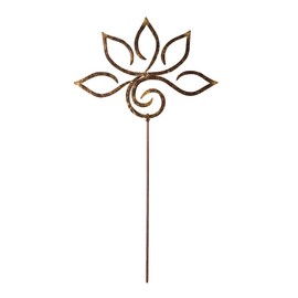 Vivaterra Zen Symbols Metal Garden Stakes, 9.5”L x .5”W x 28”H, Stakes for The Yard, Planters, Garden Pathways, Buddhist Symbols for The Yard, Japanese Gardens & Rock Gardens (Lotus)
