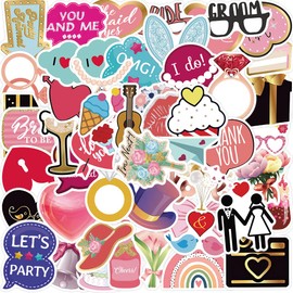 Wedding Stickers for Laptop(50 PCS),Gift for Children Teens Adults Girl Boys,Waterproof Stickers for Water Bottle,Wedding Vinyl Stickers for Scrapbook,Skateboard,Bike,Phone,Dairy