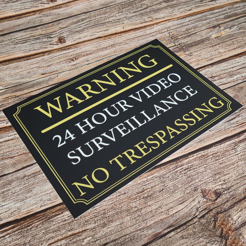 Black And Gold ‘WARNING' '24 HOUR VIDEO SURVEILLANCE’ Warning Sign.