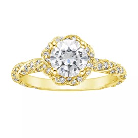 Beyond Brilliance 1-1/3 Ct T.W. Twisted Shank Engagement Ring for Women in Yellow Gold Plated