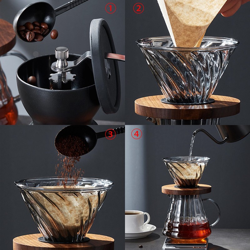 High Borosilicate Glass Hand Flushing Coffee Pot Drip Filtration Coffee