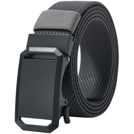 LionVII Elastic Ratchet Belt with Automatic Buckle, Adjustable and Stretchable, Work Belt for Men, 130 cm, Grey - Twill
