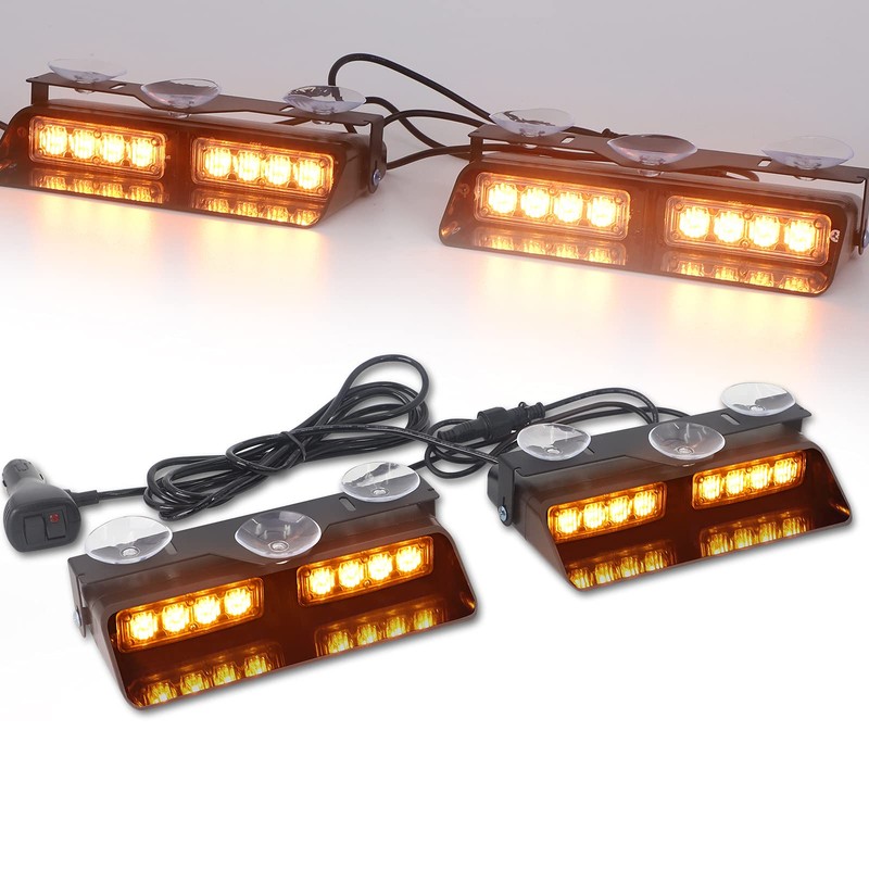 XRIDONSEN Amber 2 in 1 Emergency Dash Strobe Lights Interior