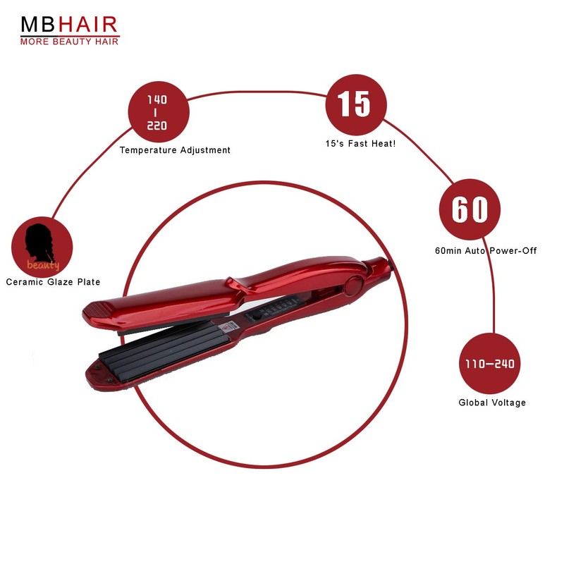 MBHAIR Ceramic Crimper Iron for Fluffy Hairstyle Curling Iron, Corrugation