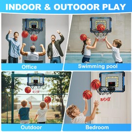 Indoor Basketball Hoop for Kids, Over The Door LED Light Mini Basketball Hoop with Scoreboard & 4 Balls - Basketball Toys Gifts for 3 4 5 6 7 8 9 10 11 12 Year Old Boys and Girls