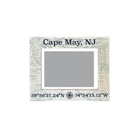 R and R Imports Cape May New Jersey Souvenir Wooden Photo Frame Compass Coordinates Design Matted to 4 x 6