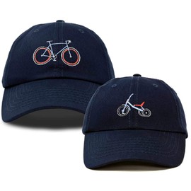 DALIX Father Son Bicycle Tricycle Matching Ball Cap Embroidered Hat Set in Navy Blue