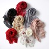 ANMIDA Women's Silk Stole, Large Scarf, Shawl, Silk Embroidery, Floral
