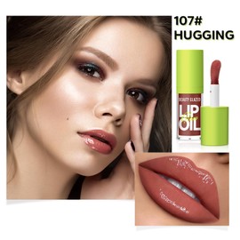 HQDA Big Brush Head Pink Lip Gloss Moisturizing Jelly Lip Gloss Oil Long Lasting Liquid Lipsticks Non-stick Cup Lip Tint Lip Glaze Fresh Texture Lip Gloss (#107), Pack of 1