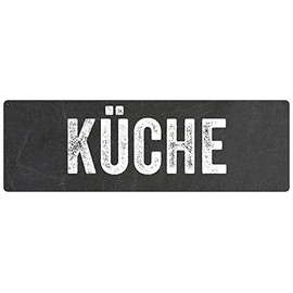 Schilderkönig Door Sign Kitchen Weatherproof Metal Sign Retro Vintage Tin Sign Grey