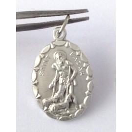 Oval Medal of Saint Lepers Lazarus - Medals of the Protecting Saints - 100% Made in Italy, Silver