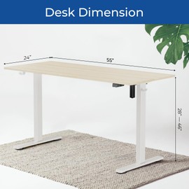 Our Modern Space Height Adjustable 55" Electric Standing Desk - Upgraded Ultra Durable Home Office Large Rectangular Computer or Laptop Sit Stand Workstation - 55 x 24 Inch