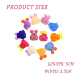 xlwen Mini Knitted Hats, Pack of 50 Mini Knitted Hats, DIY Mini Knitted Hats, Knitted Mini Hat Ornaments for Jewellery Making DIY Christmas Crafts, Mixed Colours