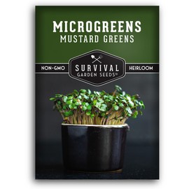 1 Pack Mustard Greens Microgreens Seeds for Planting and Growing - Plant Green Leafy Micro Vegetable Plants Indoors - Grow A Mini Windowsill Garden - Non-GMO Heirloom - Survival Garden Seeds