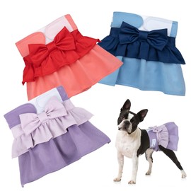 Pet Soft Female Dog Diapers - 3Pack Washable Dress-Style Dog Diapers Female for Girl Dog in Heat - Reusable Dog Period Panties|Puppy Diapers Female (Classic, S)
