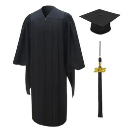 CLERKMANS Deluxe Masters Graduation Cap And Gown With Tassel Package – Deluxe Fluted Fabric 48XL (5'3"-5'5")