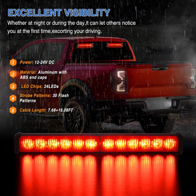 Nilight 24LED Emergency Strobe Traffic Advisor Light Bar 2 in