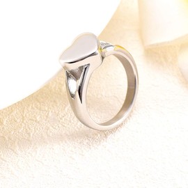 Simple Heart Cremation Urn Ring for Ashes Hold Loved Ones Ashes Memorial Jewelry for Funeral Keepsake Gift (8#), Stainless Steel,Rubber