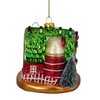 Northlight 4" Festive Red and Green Barn with Roof Glass