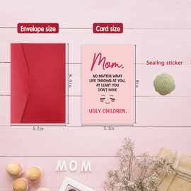 FSSDAS Funny Mothers Day Cards for Mom,Joke Happy Mother’s Day Gifts for Mom from Daughter Son, Mother Birthday Gifts with Envelope