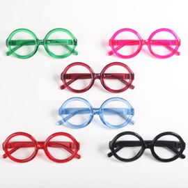 Reducblu Round Huge Reading Glasses Metalless Screwless Spring Hinges 6 Pack Oversized Readers for Women(+1.25)