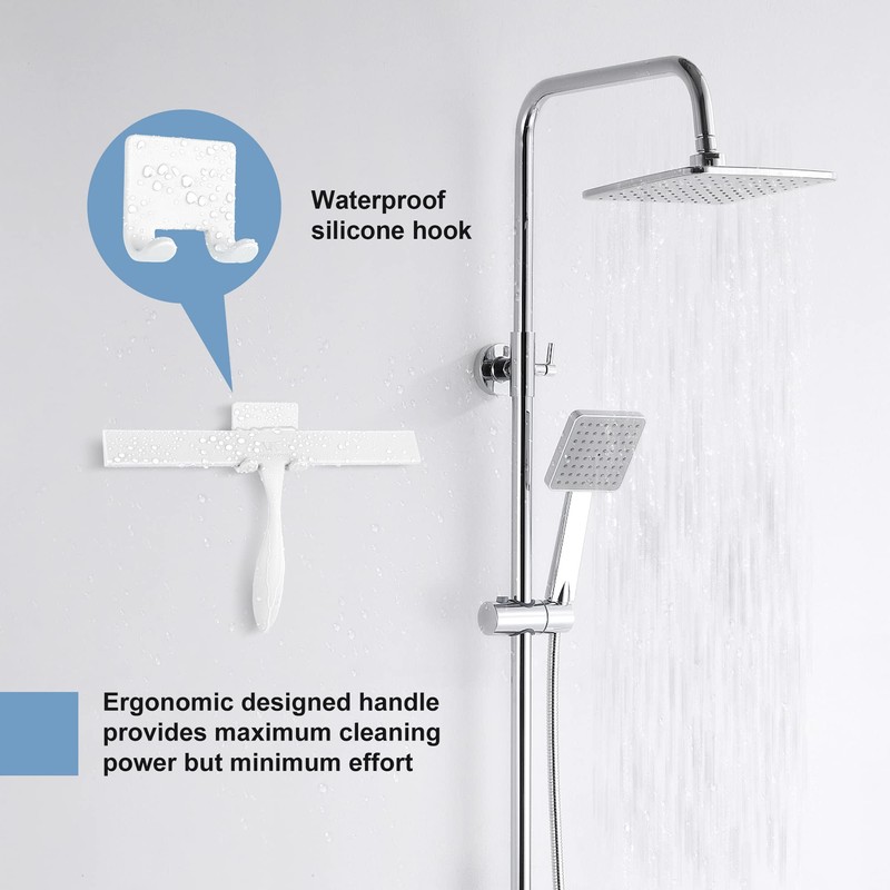 Shower Squeegee for Glass Doors, 11-Inch Silicone Squeegee with Non-Slip