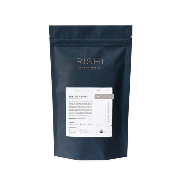 Rishi Tea White Peony Loose Leaf Herbal Tea | Immune Support, USDA Certified Organic, Fair Trade White Tea, Caffeinated, Antioxidants, Energy-Boosting | 250g