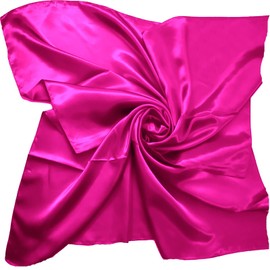 Square Plain Satin Like Feel Silk Scarf Lovely Colours (Fuchsia)(Size: 90 cm X 90 cm = 35 inch x 35 inch)