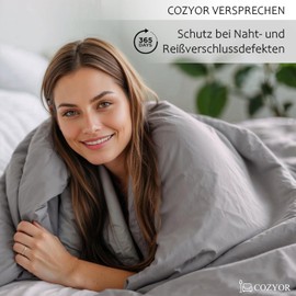 Cozyor Bed Linen 135 x 200 cm Suitable for Allergy Sufferers, Soft with Robust Zip, Microfibre, Duvet Cover + Pillowcase 40 x 80 cm, 2-Piece, Light Grey Moonlight