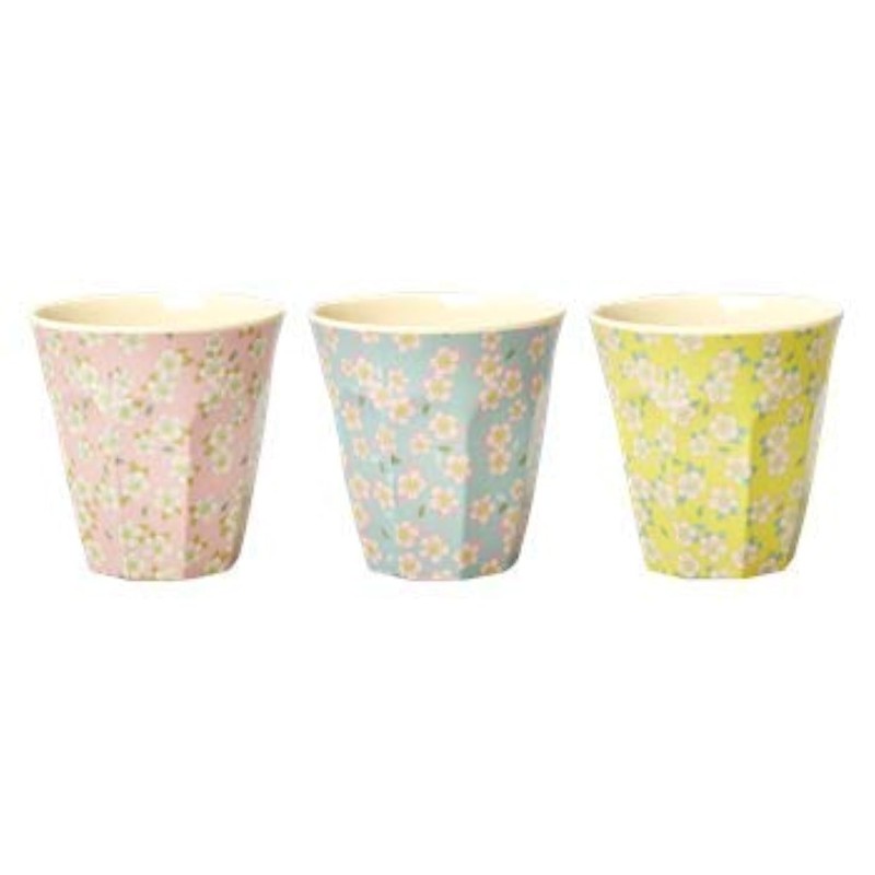 Rice Melamine Mugs Set of 3 9 cm High with