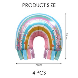 HDGSAFD Pack of 4 Rainbow Balloons, Aluminium Foil Balloons, Rainbow Theme Party Scene, Large Balloons, Children's Birthday Party Background Decoration