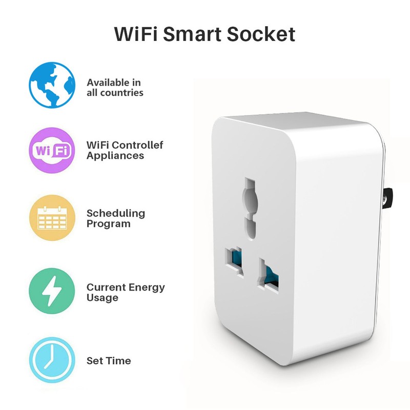 10A WiFi Smart Socket APP Control Bluetooth Transfer Outlet Wireless