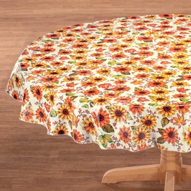 Sunflower Harvest Vinyl Table Cover by Chef's Pride, 70" Round
