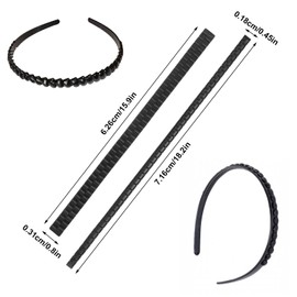 Exclaith 10 Pack Silicone Headband with Teeth Black Headband Rubber Teeth Comb Silicone Grips Anti-slip Headbands Anti-Slip Self-adhesive Hair Bands-Teeth for Women Girls DIY Hair Accessories