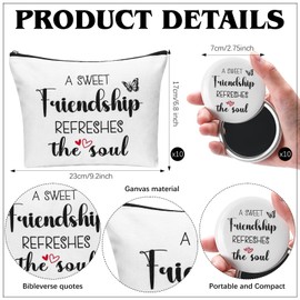 Sanwuta 20 Pcs Christian Gifts for Women Friendship Gifts for Women Friends Include 10 Bible Verse Canvas Makeup Bags 10 Compact Mirrors Christmas Religious Prayer Church Present for Her