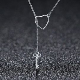 Presentski - Collar de plata de ley 925 con colgante con forma de corazón y símbolo de infinito, ideal como regalo de San Valentín