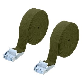 PATIKIL 1" x 18 ft Lashing Strap with Buckles, 2 Pcs Cam Buckle Tie Down Straps Adjustable Heavy Duty Secure Cinch Straps Up to 551 lbs for Cargo Kayak Bicycles, Army Green