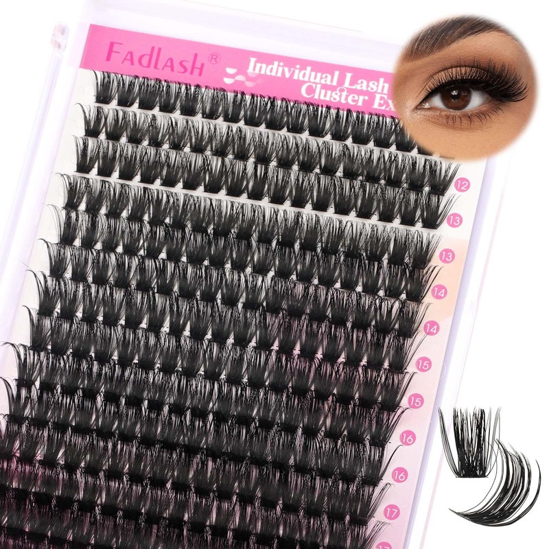 FADLASH Cluster Lashes D Curl Wispy Individual Lashes DIY Eyelash