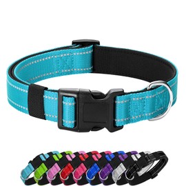 PenSeepet Reflective Dog Collar Padded with Soft Neoprene Breathable Quick Release Basic Dog Collars for Puppy Small Dogs Sky Blue