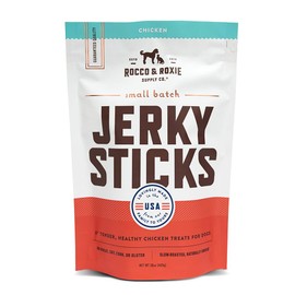 Rocco & Roxie Chicken Jerky Dog Treats 1 lb | Soft Training Snacks Made in USA | High Value Treat for Small Dogs, Large Breeds, Seniors & Puppies | Natural Jerky Chews for Rewarding Good Behavior