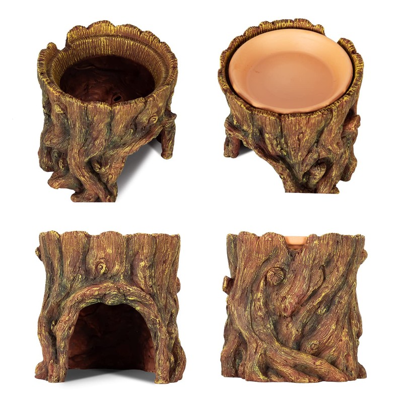 REPTIZOO Reptile Hide Cave Resin Moisture Keeping Reptile Cave with
